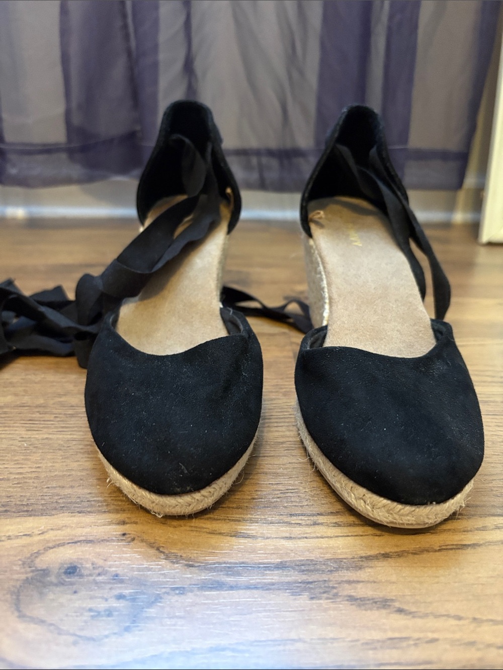 Old Navy Black Lace-Up Espadrille Flats. Size 8 worn once